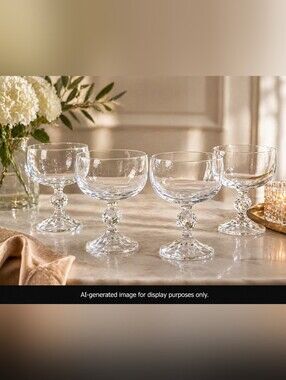 Set of 4 Crystal Coupe Dessert / Cocktail Glasses